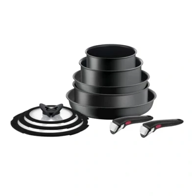 Abbildung von Tefal Topf Set »L76491 Ingenio Ultimate«, Aluminium, (Set, 10 tlg., Stielkasserolle 16/20 cm, Schmorkasserolle 24 Bratpfanne 24/28 cm), Antihaft, Thermo Signal, abnehmbare Griffe, alle Herdarten, Induktion