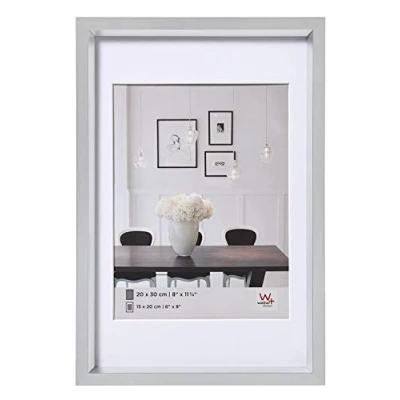 Abbildung von walther design Bilderrahmen silber 15 x 20 cm mit Passepartout, Steel Style Kunststoffrahmen ES520S