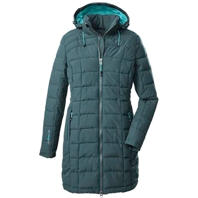Abbildung von Killtec Damen Parka in Daunenoptik SKANE WMN QUILTED PRK Jacke mit abzippbarer Kapuze Übergangsjacke ist wasserabweisend, dunkel blaugrün, 44, 35618 000