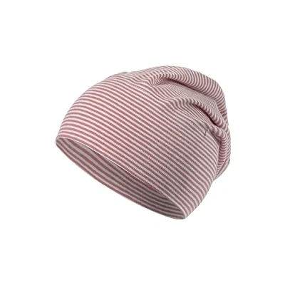 Abbildung von Sterntaler GOTS Beanie Ringel Babymütze aus Singlejersey (Bio) gestreift anschmiegsame Unisex Mütze variabel tragbar Baby und Kinder Übergangsmütze, samtrosa, Größe 41