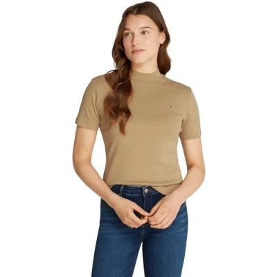 Abbildung von Tommy Hilfiger SLIM CODY CROP MOCK Tshirt basic safari, Damen, Größe: 3XL, Safari