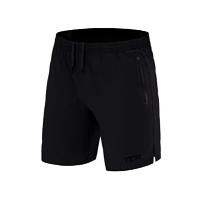 Abbildung von TCA Herren Elite Tech Leichte Laufhose Gymshorts Trainingsshorts und Laufshorts mit Reißverschlusstaschen Sporthose Kurz Schwarz, L