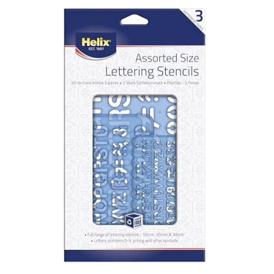 Abbildung von Helix Profi Winkelmesser x3 Letter Stencils (Various Sizes) blau