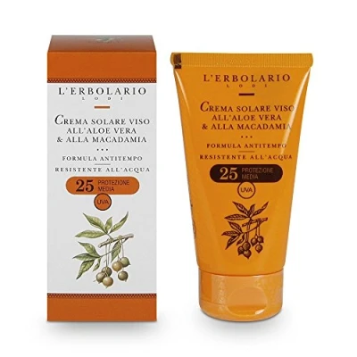 Abbildung von L&#039;Erbolario Anti Aging Sonnencreme für das Gesicht, Mittlerer Schutz, Effekt, Mit Aloe Vera und Macadamia, Wasserbeständig, LSF 25, Größe: 75 ml