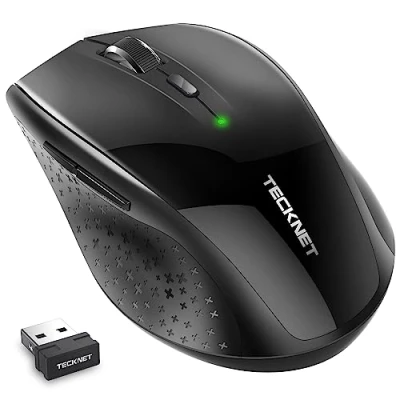 Abbildung von TECKNET Silent Maus Kabellose, 4800DPI 2.4GHz Leise Funkmaus mit Nano Empfänger, Side Control, Ohne Klickgeräusche, 6 Verstellbare DPI Level, Sechs Knöpfe Wireless für Büro Zuhause, Schwarz