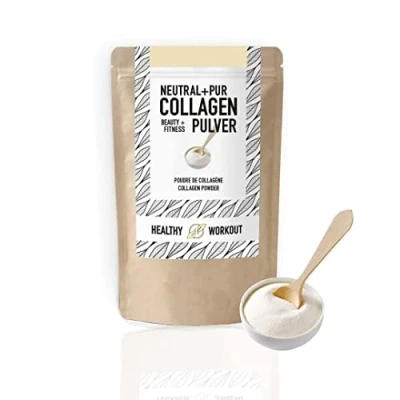 Abbildung von Collagen Pulver hohe Bioverfügbarkeit Bioaktives Kollagen Hydrolysat Peptide Typ 1 3 Perfekte Löslichkeit neutraler Geschmack Healthy Workout