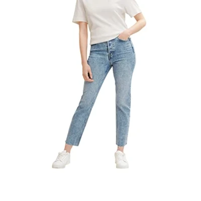Abbildung von TOM TAILOR Denim Damen Lotte Slim Straight Jeans 1033600, 10118 Used Light Stone Blue Denim, 29