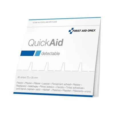 Abbildung von First Aid Only QuickAid Nachfüllpack detektierbare Pflaster (45 Stück) 45 Pflasterstrips zur einfachen Entnahme aus Pflasterspender Einzeln &amp; steril verpackt P 44007 00