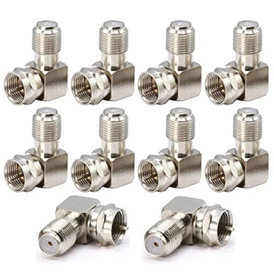 Abbildung von Gebildet 10Stück F Stecker Winkeladapter 90Grad Sat Adapter, 90 auf Buchse für Koaxialkabel Winkelstecker, Typ Koaxialer RG6 Adapter (Plata