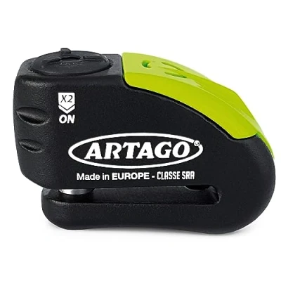 Abbildung von Artago 30X10 High End Bremsscheibenschloss Motorrad Ohne oder Mit Alarm 120 dB + Don&#039;t Touch Warnung, Anti Bohr Schutz 5mm, SRA und Sold Secure Zertifiziert, Doppelverschluss 10mm gehärteter Stahl