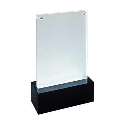 Abbildung von SIGEL TA423 Beleuchtbarer LED Tischaufsteller für DIN A6, glasklar/schwarz, Acryl