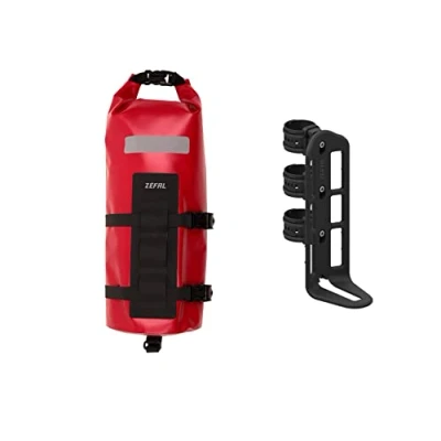 Abbildung von ZEFAL Z Adventure Fork Pack Wasserdichte Tasche und Universalhalterung für die Gabel, Fahrradtasche fürs Bikepacking Rot, 6 Liter