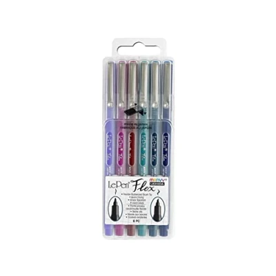 Abbildung von UCHIDA LePen Porous Point Stift, Magenta, Amethyst, Marineblau, Burgunderrot, Blaugrün, 6 Stück pro Set