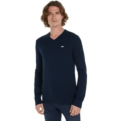 Abbildung von Tommy Jeans V NECK Sweater Strickpullover, Herren, Größe: 46, Dark night navy