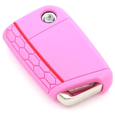 Abbildung von Finest Folia Schlüssel Hülle VB für 3 Tasten Auto Silikon Cover Schlüsselhülle Etui Schutzhülle (Rosa)