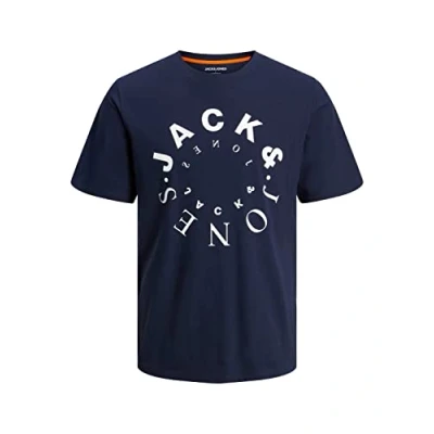 Abbildung von JACK &amp; JONES Herren Rundhals T Shirt JJWARRIOR Regular Fit S M L XL XXL, Größe:S, Farbe:Navy Blazer Big 12242554