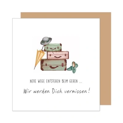 Abbildung von Edition Seidel Premium quadratische Glückwunschkarte zum Abschied mit Umschlag. Abschiedskarte Spruch für Frau Mann Kollegin Kollege Pension Rente Ruhe (ASQ114 SW025)