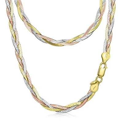 Abbildung von Amberta Damen 925 Sterling Silber Kettenhalskette 5 mm Fischgrätenmuster Design Länge 45 cm: Mehrfärbig