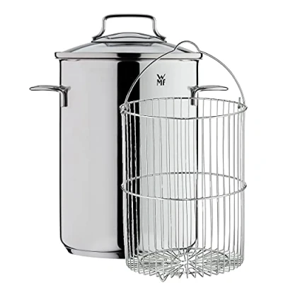 Abbildung von WMF Spargeltopf hoch mit Glasdeckel 16cm, Induktion, Dampfgarer 5l, Cromargan Edelstahl poliert, Topf Induktion Siebeinsatz, geeignet für Pasta, Spaghetti, Gemüse