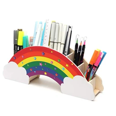 Abbildung von EXERZ Stiftköcher/Regenbogen Schreibtisch Organizer Mit Sternaufklebern Für DIY Kreativ Dekoration, Ordentlicher Schreibtisch, Büromaterial, Schreibwaren Studenten, Aufbewahrung, Stifthalter