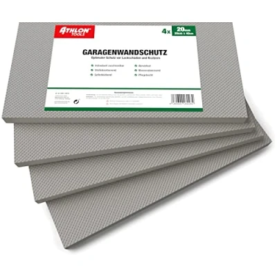 Abbildung von ATHLON TOOLS 4X MaxProtect Premium Garagen Wandschutz selbstklebend je 40 x 20 2,0 cm Rammschutz Prallschutz Garagenpolster Türkantenschutz (Grau)