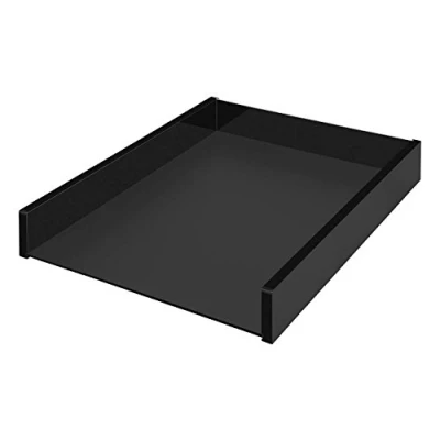 Abbildung von Wedo 638001 Briefablage A4 Black Office, aus Acrylglas, stapelbar, Gummifüße 30, 5 x 23, 8 4, cm, im Geschenkkarton, Schwarz