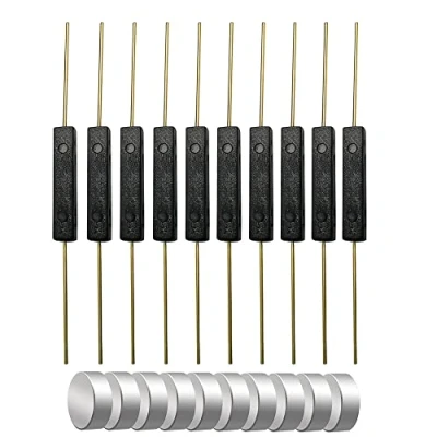 Abbildung von Gebildet 10Stück Kunststoff Reed Schalter,Reed Kontakt,Magnet in der NäheSchaltkreis verbinden,Magnet entferntSchaltkreis unterbrechen,magnetischer Induktionsschalter (3mmx14mm) mit 10 magneten