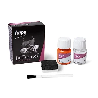 Abbildung von KAPS Professional Lederfarbe &quot;Super Color&quot; + &quot;Preparer&quot; für Naturleder, Synthetik und Textil (je 25 ml) zur Pflege Reparatur von Lederschuhen in Verschiedenen Farben (128 Orange)