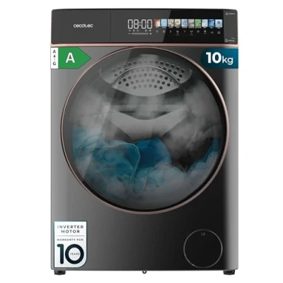 Abbildung von Cecotec Waschmaschine 10kg Frontlader Bolero DressCode 10900 Autodose Inverter FullColor Steel A. 1400 U/min, geringer Verbrauch, 10,3&quot; Bildschirm, 11 Prog, Plus Motor, Dampffunktion