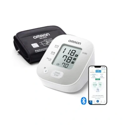 Abbildung von OMRON X2 Smart+ klinisch validiertes Oberarm Blutdruckmessgerät mit Bluetooth + kostenloser App, Prüfsiegel der Deutschen Hochdruckliga für genaue Messergebnisse, Universalmanschette 22 42 cm