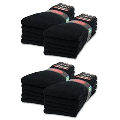 Abbildung von sockenkauf24 10 20 30 Paar Sportsocken Tennissocken Arbeitssocken Herren &amp; Damen Socken Baumwolle (43 46, Schwarz)