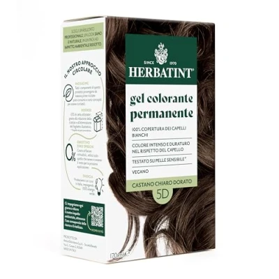 Abbildung von Herbatint Permanente Haarfarbe 5D Hellbraun Gold 170 ml Ammoniakfrei, 100% Abdeckung für weißes Haar empfindliche Haut, mit 8 natürlichen Bio Extrakten