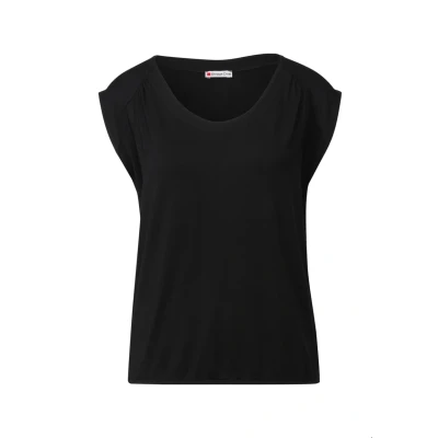 Abbildung von STREET ONE Damen 3227745 Jersey Shirt mit Elastiksaum, Black, 44