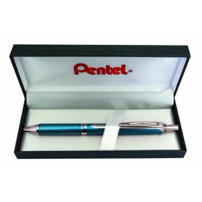 Abbildung von Pentel BL407S BOX EnerGel Liquid Gel Roller Sterling mit matt blau Gehäuse, Strichstärke 0.35 mm, Kugeldurchmesser 0.7 schwarz, 1 Stück (1er Pack)