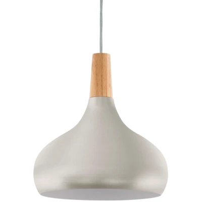 Abbildung von EGLO Pendellampe Sabinar, Pendelleuchte aus Stahl und Holz, Hängelampe in Silber gebürstet, braun, Fassung E27, Ø 28 cm, FSC zertifiziert