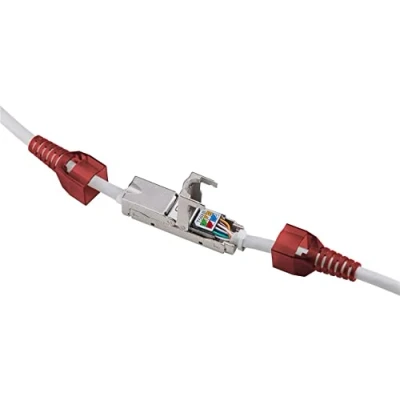 Abbildung von Goobay 79577 Slim CAT 6 Kabelverbinder / Kabelmuffe LSA Netzwerkkabel Verbinder 250 MHz Kupplung zur LAN Kabel Verlängerung AWG 22 24 STP