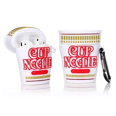Abbildung von Derhom Silikon Niedliche Lustige Abdeckung Kompatibel mit Apple Airpods 1&amp;2 [Getränkedose Serie] (Noodle Cup)