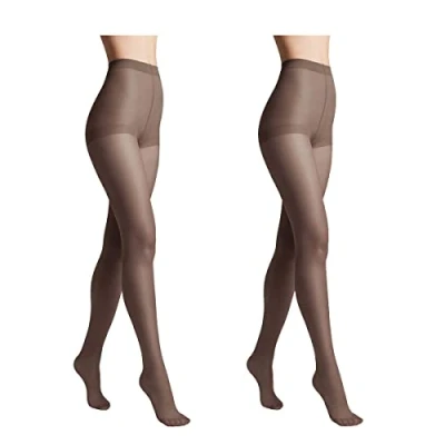 Abbildung von Conte elegant 2er Pack langlebige Damenstrumpfhose Halbmatt SOLO 20 DEN Damen Feinstrumpfhose Strumpfhose mit markiertem Höschenteil Einfarbig Farbe Grafit Größe 4