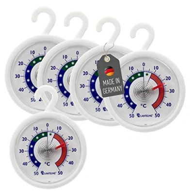 Abbildung von Thermometerwelt 5 Stück Kühlschrank Thermometer Set mit Haken zum aufhängen auch für Gefrierschrank Gefriertruhe Kühltheke Weinschrank Analog Kühlschrankthermometer 4951