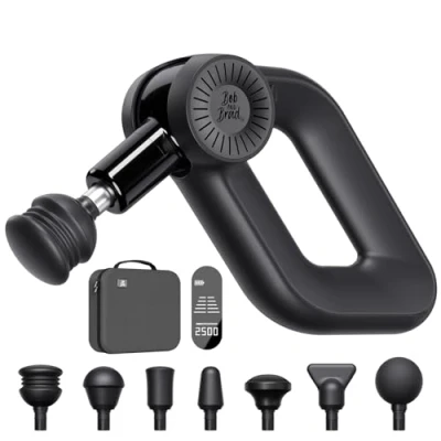 Abbildung von Bob and Brad D6 Pro Massagepistole mit 16mm Amplitude, Percussion Massage Gun Muskel Massagegerät, Pistole 2500mAh Akku und 7 Massageköpfen für Schulter Rücken Nacken Muskelentspannung
