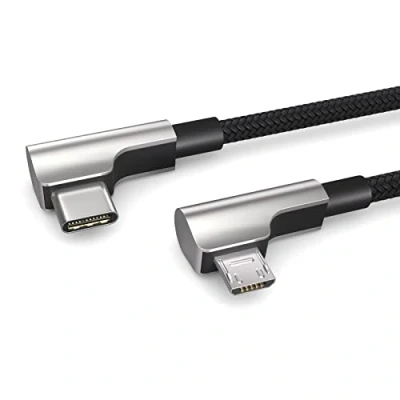 Abbildung von PAXO 0,15m USB C auf Micro OTG Kabel, lädt Geräte, Winkelstecker, Datenkabel, Ladekabel, 2.0