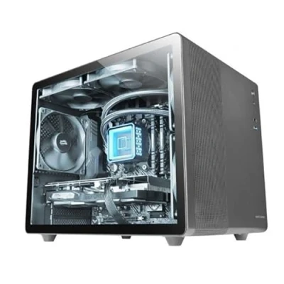 Abbildung von Mars Gaming MC MPRO Schwarz, Professionelles Kompaktes Micro ATX Gehäuse, Volles Seitenfenster Gehärtetem Glas, 3X 120mm Lüfter, Mesh Seitenteil