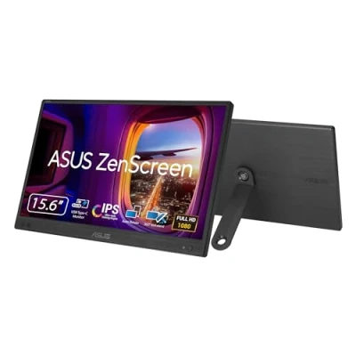 Abbildung von ASUS ZenScreen MB166CR 15,6 Zoll tragbarer USB Monitor Full HD 1920x1080, Typ C, Autorotation, leichtes Design, 360 Kickstand, Sleeve IPS Panel, 16:9, entspiegelt