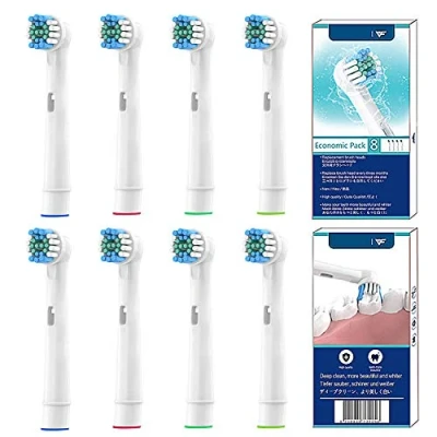 Abbildung von YanBan 8 Stück Zahnbürstenköpfe, Ersatz kompatibel mit Oral B elektrischen Zahnbürsten Cross und Action, Floss Action Vitality 3D