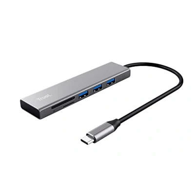 Abbildung von Trust Halyx Schneller USB C Hub und Kartenlesegerät, 3.2 Gen 1, SD Mikro Kartenlesegerät 104 Mbit/s, (Mikro) SD, SDHC SDXC bis zu 2 TB, PC, MacBook, Chromebook, Laptop