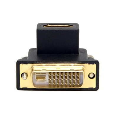 Abbildung von chenyang CY DVI auf HDMI Adapter, Stecker Buchse, Adapter für Computer, HDTV und Grafikkarte, 90 Grad nach oben abgewinkelt, schwarz