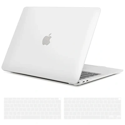 Abbildung von TECOOL Hülle für MacBook Air 13 Zoll Retina 2021 2020 2019 2018 (M1 A2337/A2179/A1932), Ultradünn Schutzhülle Hartschale Matt Case + EU Tastaturschutz neu Mac 13&quot; mit Touch ID, durchscheinend