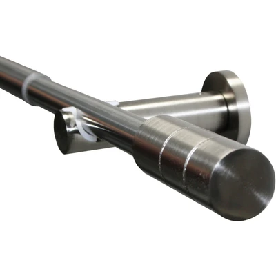 Abbildung von Gardinia Gardinenstangen Set Kreta, Komplettstilgarnitur inkl. Befestigungsmaterial, Vorhangstange ausziehbar, 120 210 cm, Metall, Edelstahl Optik