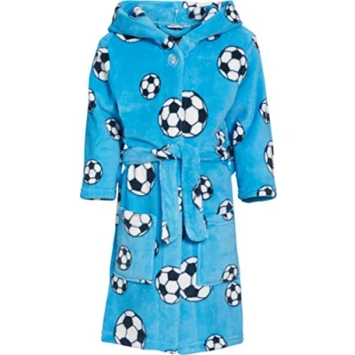 Abbildung von Playshoes Unisex Kinder Fleece Bademantel Morgenmantel, blau Fußball, 158/164