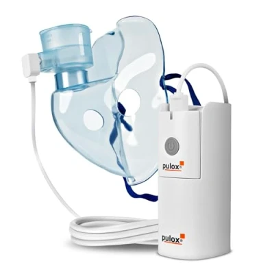 Abbildung von Pulox IN 200 Vapo Nebulizer Tragbarer Vernebler Inhalator, elektrisches Inhalationsgerät mit Zubehör Set für Erwachsene und Kinder bei Husten Erkältung